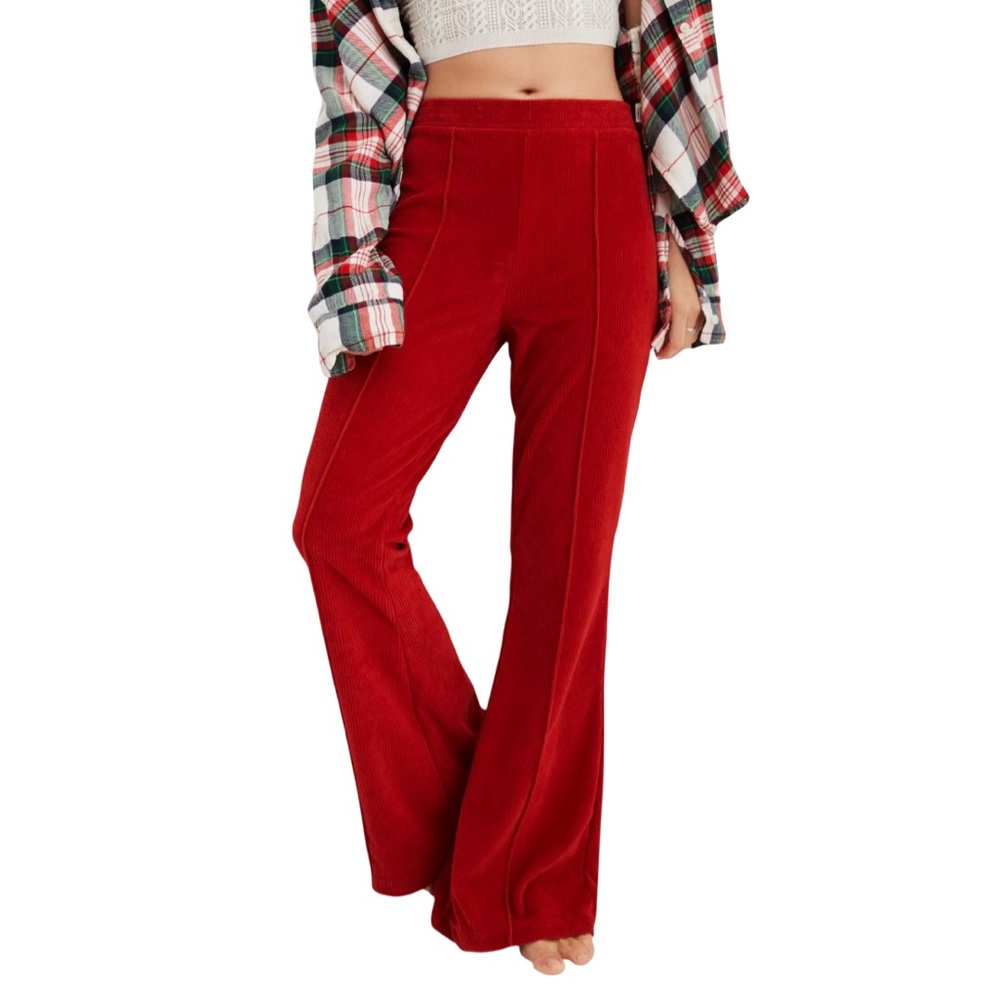 NWT Aerie Women’s Groove-On Rib Velour Flare Pants Size Small